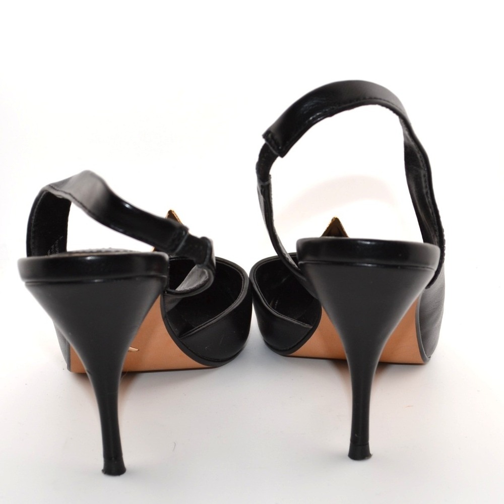 Express Slingback Heels Womens 8 Black Witchy Gold Hardware Pumps Women Sexy - Picture 6 of 9